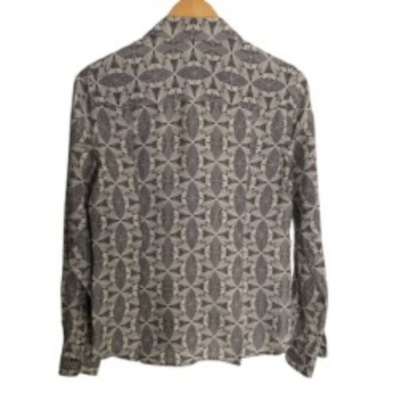Pendleton Black & White Print Silk Button Up Blouse 8 - Picture 4 of 5